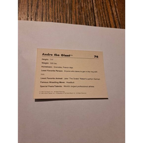 Vintage 1990 WWF Andre the Giant Classic Wrestling Trading Card #76 Titan Sports - Picture 2 of 2